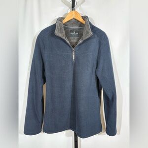 London Fog Navy Fleece Quarter Zip Pullover with Sherpa Lining- Men’s Large